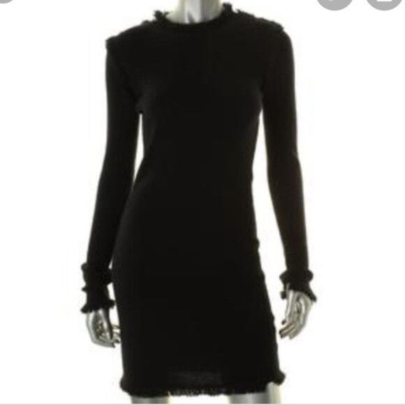 MK Mini Sweater Dress Size XXS Black Merino Wool Grunge Goth Y2K Office Party - Picture 1 of 12